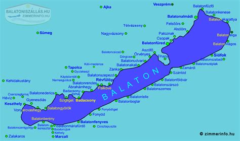 Térkép a Balaton északi partjáról Zánkával és Balatonakali-val