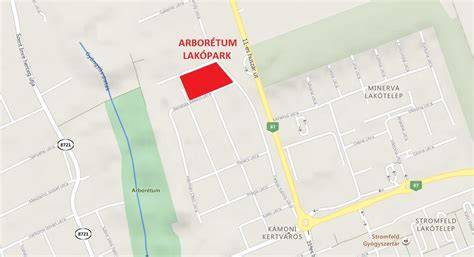 Áttekintő térkép: Arborétum Lakópark elhelyezkedése Szombathely északi részén