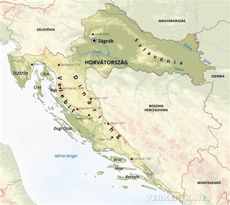 Horvátország térképe strandokkal
