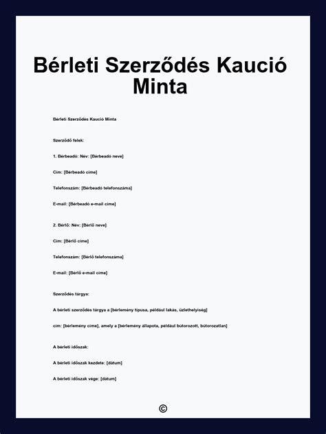 Kaució és bérleti szerződés