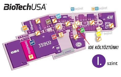 Belső térkép a Tesco Marina Center elrendezéséről