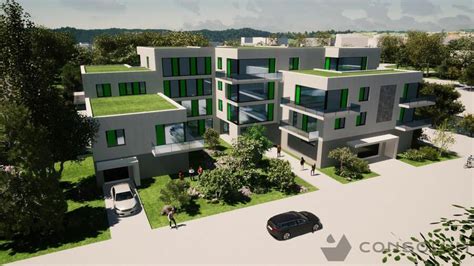 Modern társasház kertje