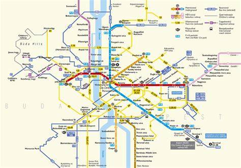 Közlekedési hálózati térkép Budapest belvárosi átépítéseivel