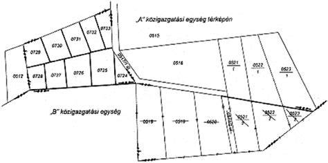 Térképi példa: telekhatárok és helyrajzi számok a térképen