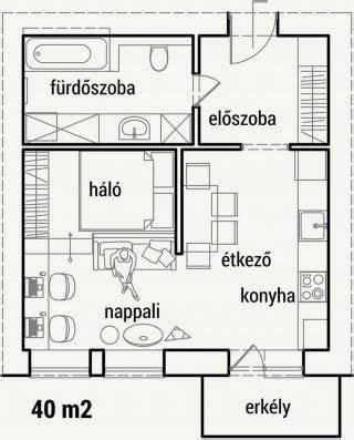 47 négyzetméteres lakás elrendezése - alaprajz és zónák