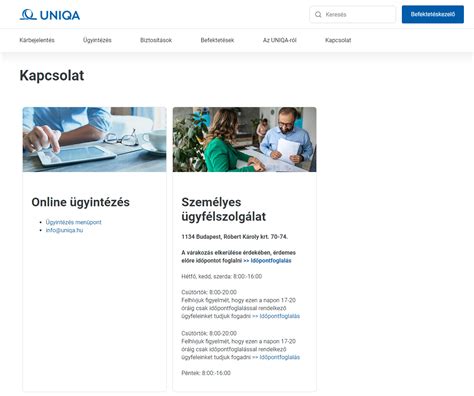 UNIQA ügyfélszolgálat címe és térkép
