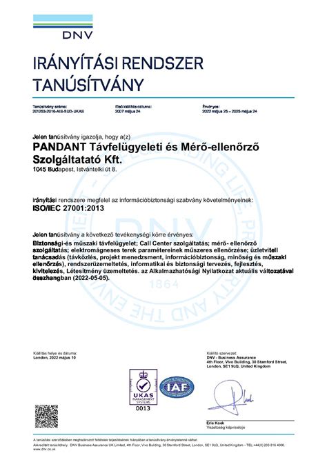 Minőségbiztosítási tanúsítvány