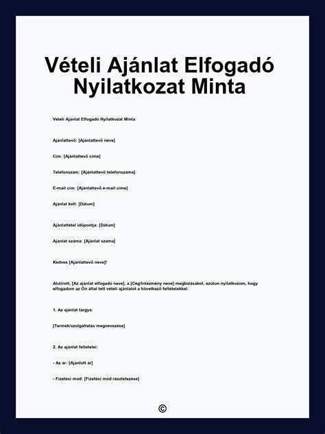 Vételi ajánlat közlése