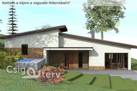 Tagolt homlokzatú modern ház lejtős telken