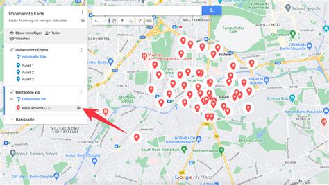 Google My Maps felület