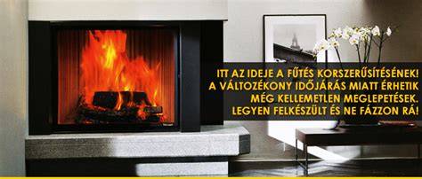 Illusztráció egy légfűtéses kandalló elrendezéséről: tűztér, konvekciós burkolat, légcsatornák és ventilátorok kapcsolatai