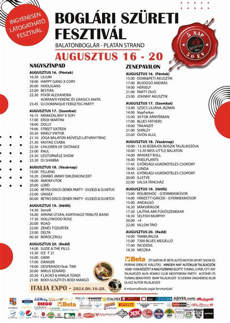 Budapest100 fesztivál programja