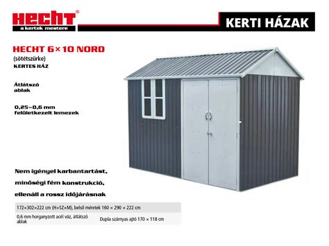 Hecht 4x6 kerti ház elölről