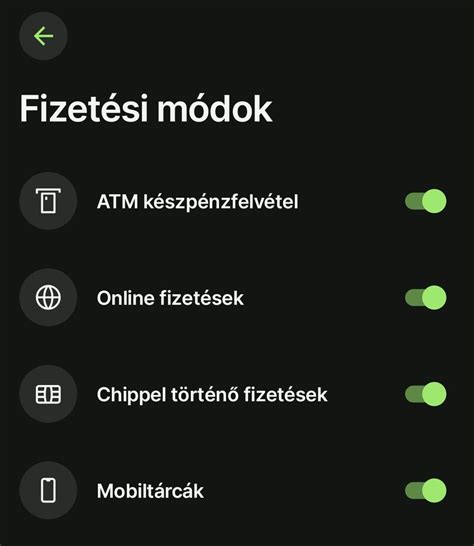 Fizetési módok táblázata