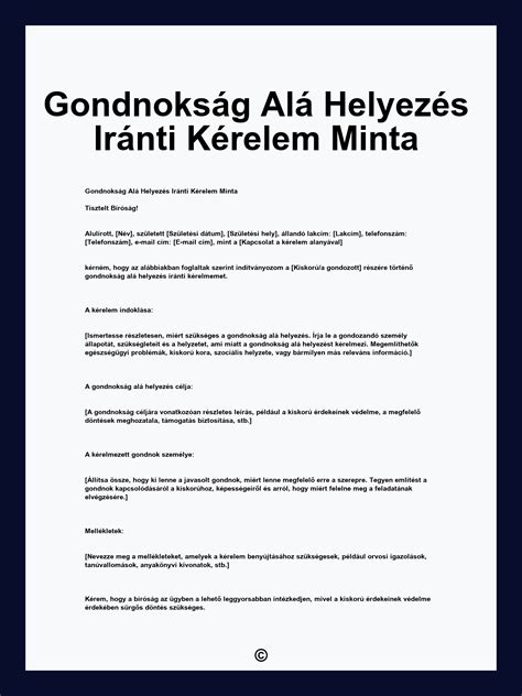 Gondnokság alá helyezés folyamata