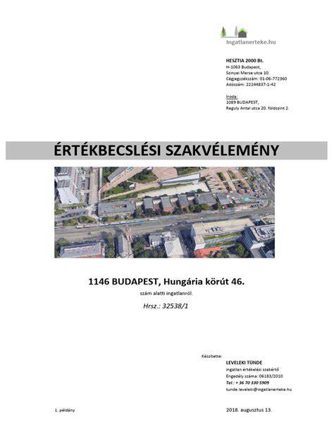 értékbecslési jelentés mintapéldány