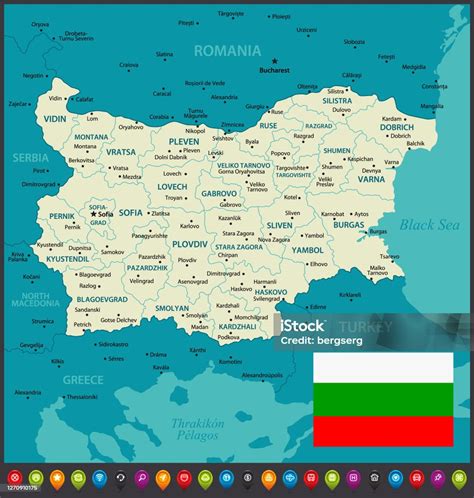 Bulgária térképe tengerparti régiókkal
