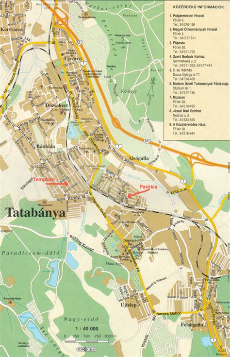 Tatabánya város térképe ipari parkkal