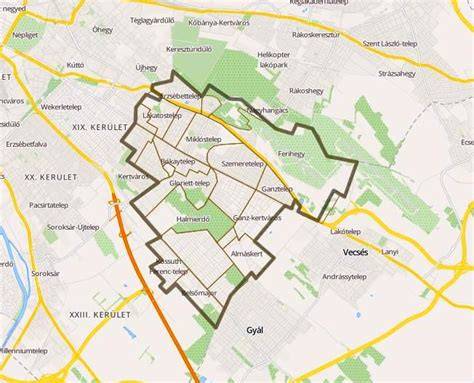 Budapest XVIII. kerület térképe - Havanna lakótelep és Kinizsi utca