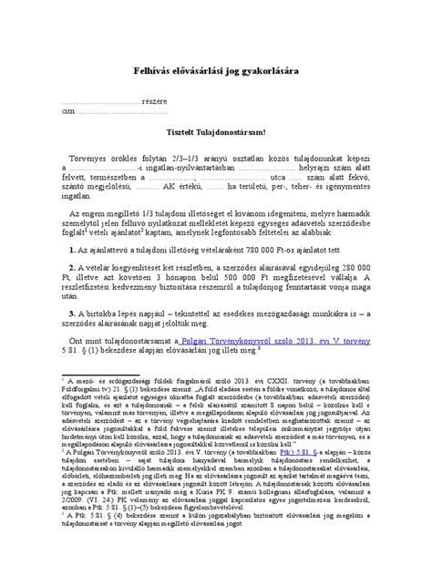 Elővásárlási jog folyamata