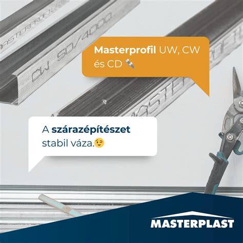 Infografika a gipszkarton válaszfal felépítéséről UW és CW profilokkal