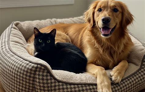 Kutya és macska társasházi udvaron