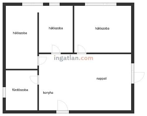 Alaprajz egy nappali+3 szobás lakásról