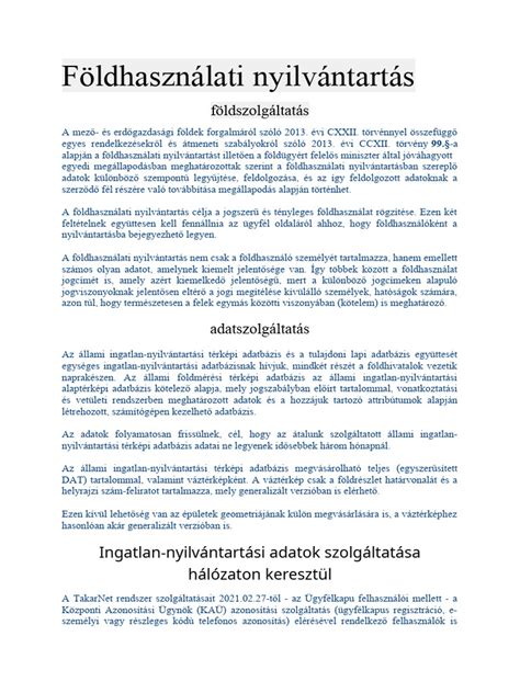 A földhasználati nyilvántartás felépítése