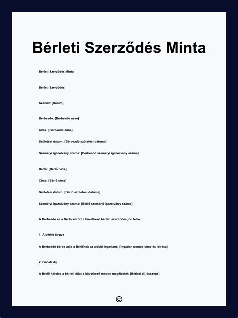 Bérleti szerződés minta