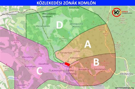 Komlói városrész térkép - kulcsfontosságú területek
