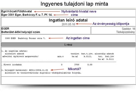 Infografika a tulajdoni lap II. részéről, amely a tulajdonosok adatait és tulajdoni hányadát szemlélteti.