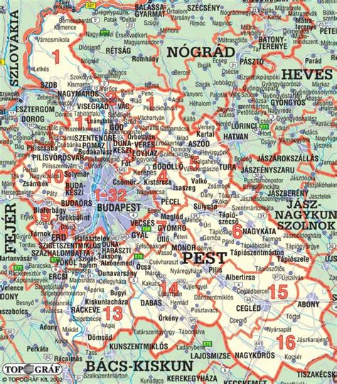 Térkép Pest megyéről és Budapest környékéről
