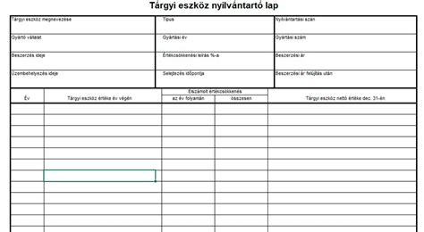 Tárgyi eszközök nyilvántartása