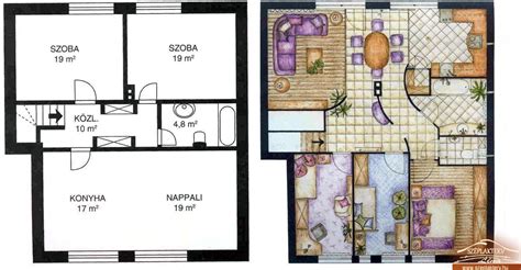 Belvárosi lakás átalakítási tervrajz