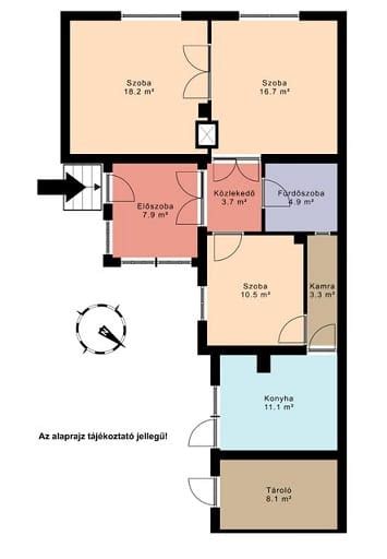 Alaprajz egy miskolci családi ház földszintjéről