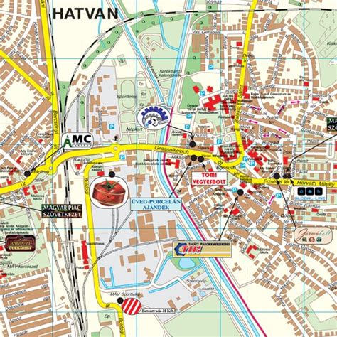 Térkép Hatvan városáról, kiemelve a Taban utat