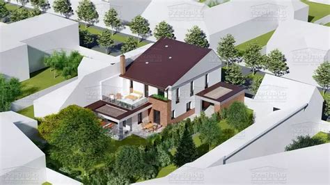 Látványterv egy modern házról építési telken