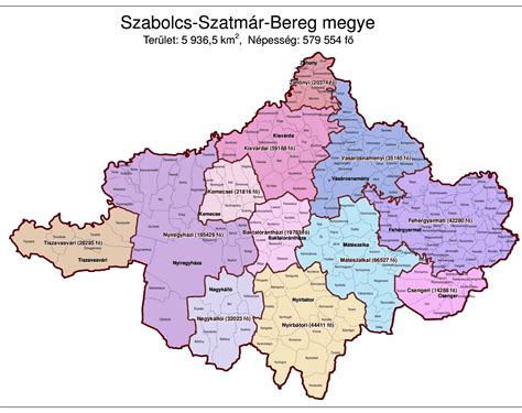 Térkép Szabolcs-Szatmár-Bereg megyéről, kiemelve Szakoly települést