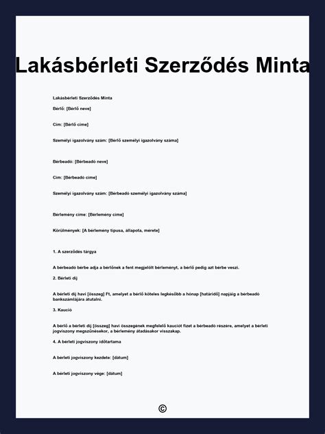 Példa lakásbérleti szerződésre