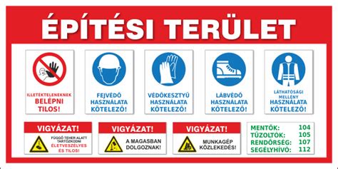 Építési terület jelölő táblák