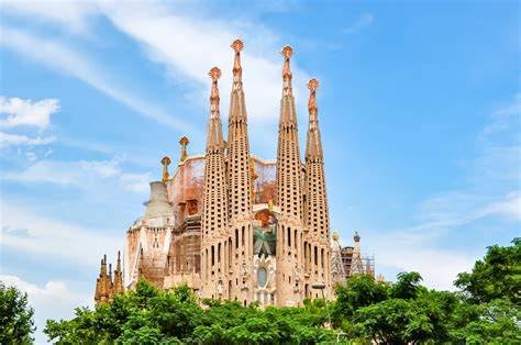 Sagrada Família látképe felülről, alaprajz kiemeléssel