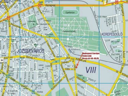 Térkép Budapest VIII. kerületéről, Kőris utca kiemelve