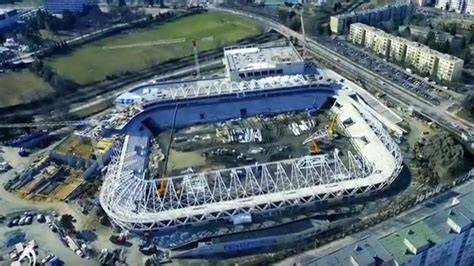 Haladás stadion légifelvétel - építkezés fázisa
