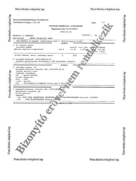 Grafikus ábrázolás a tulajdoni lap szerkezetéről