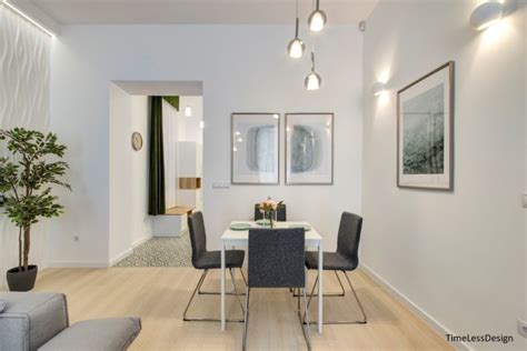 Modern nappali egy felújított belvárosi lakásban