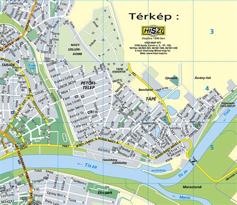 Szeged térképe a Tápé városrésszel