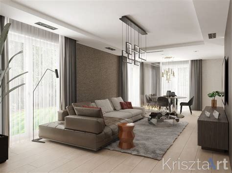 Belsőépítészeti látványterv modern nappaliból