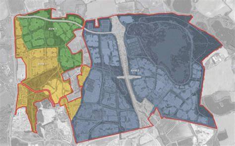 Map of Mór and nearby new development zones indicating hot spots for new construction