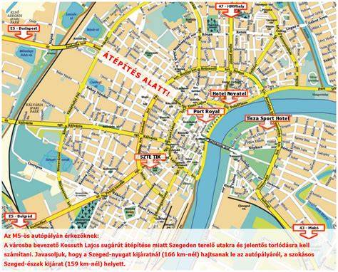 Részletes térkép Szeged belvárosáról és a közeli nyaralóövezetekről