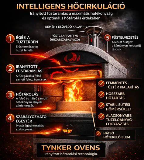 Infografika: kerti kemence felépítése és hőtároló rétegei